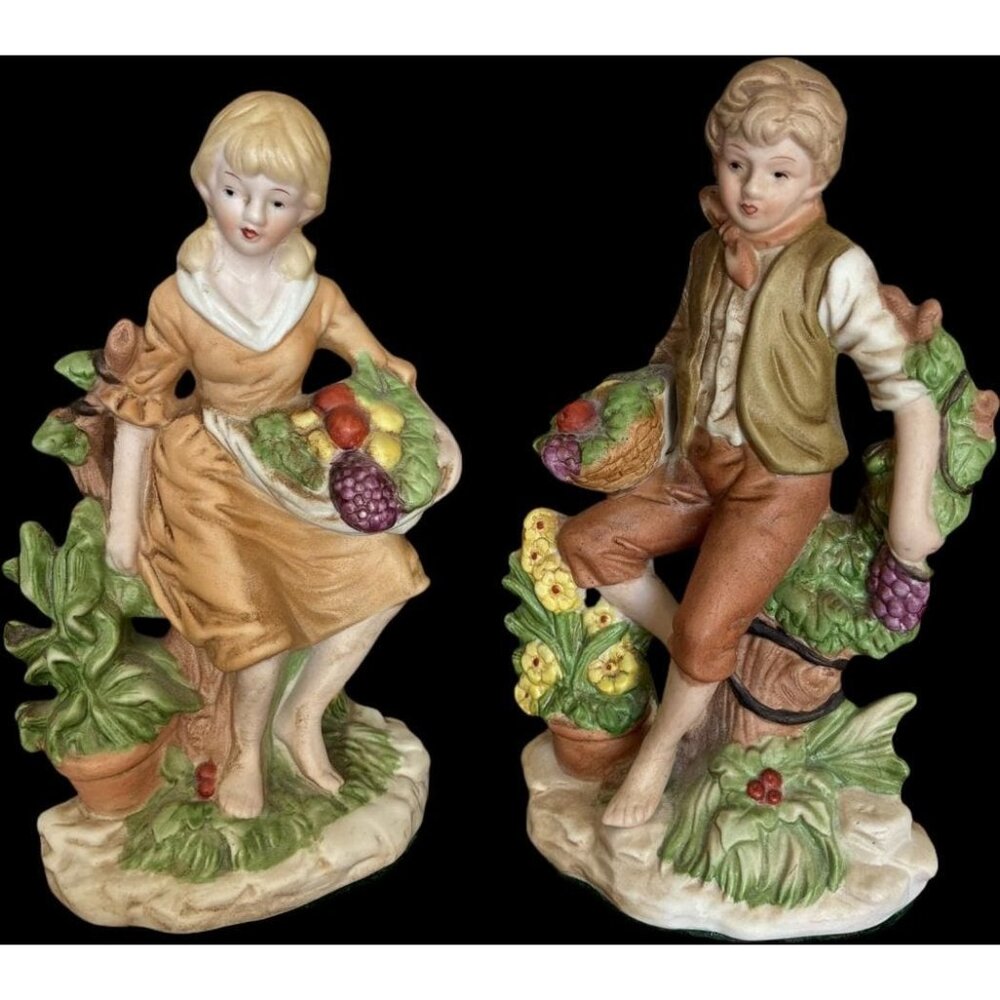 Vintage Marquise Collection Boy & Girl Bisque Porcelain Pair